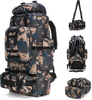 100L Camping Hiking Backpack,Molle military Tactical rucksack backpack,Waterproof Lightweight Hiking Backpack (BlueCp)
