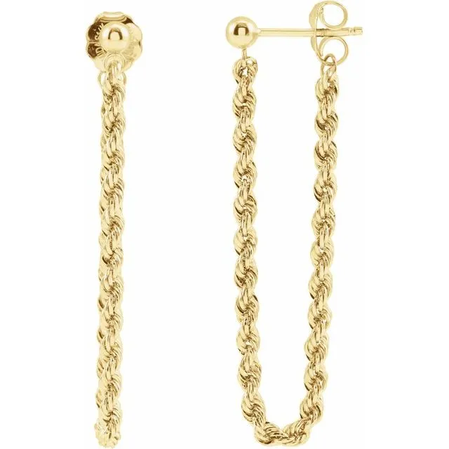 14K Yellow Gold Rope Chain Earrings