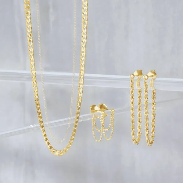 14K Yellow Gold Rope Chain Earrings