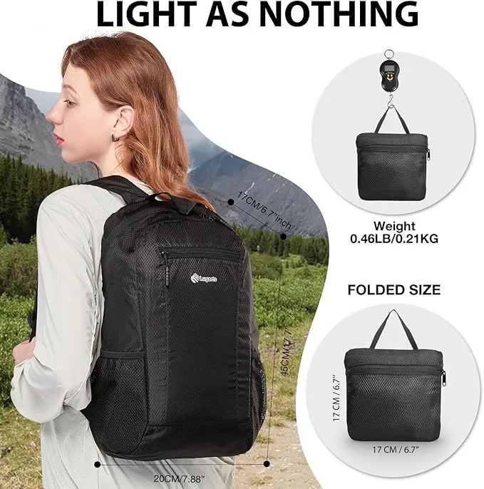 15L Highly Water-resistant Hiking Daypack, Small Backpack Travel Outdoor, Lightweight Day Pack with Tool Loops