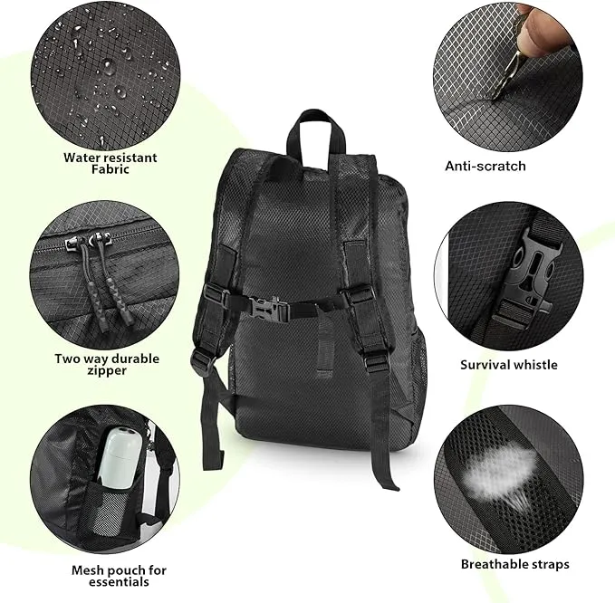 15L Highly Water-resistant Hiking Daypack, Small Backpack Travel Outdoor, Lightweight Day Pack with Tool Loops