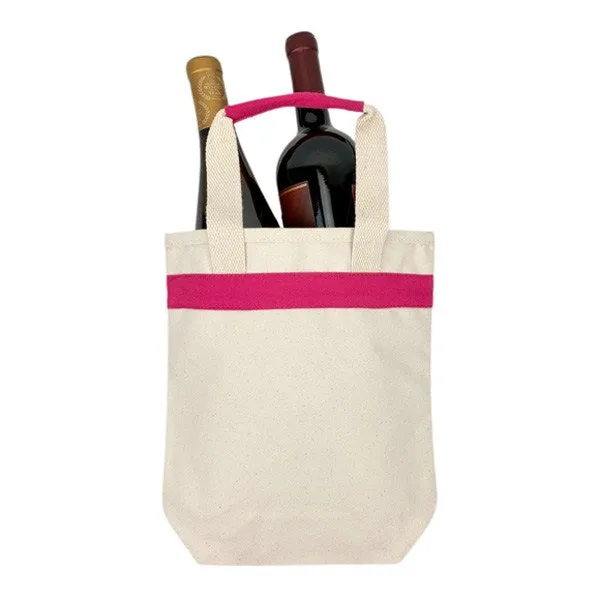 16 Oz. Pink Canvas Gift Bag / Wine Tote Bag (Q181211)