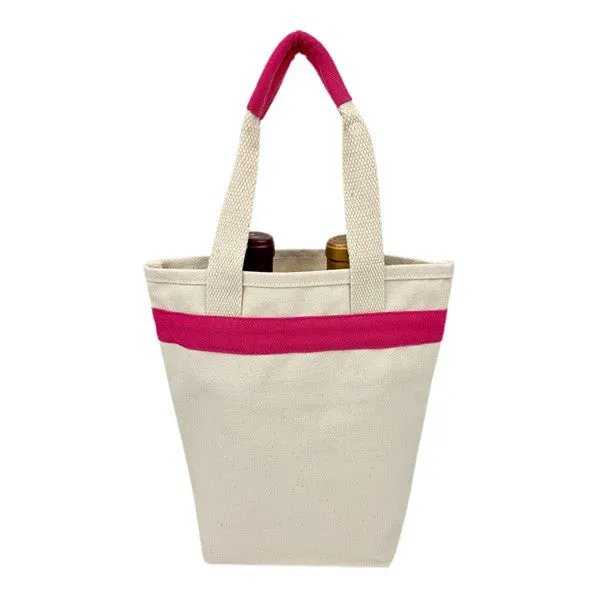 16 Oz. Pink Canvas Gift Bag / Wine Tote Bag (Q181211)