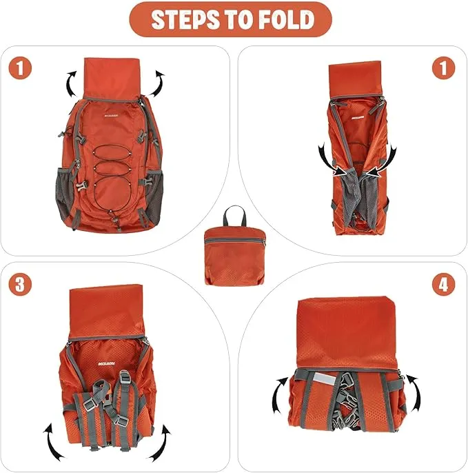 40L Lightweight Hiking Backpack Travel Packable Daypack for Women and Men, Orange