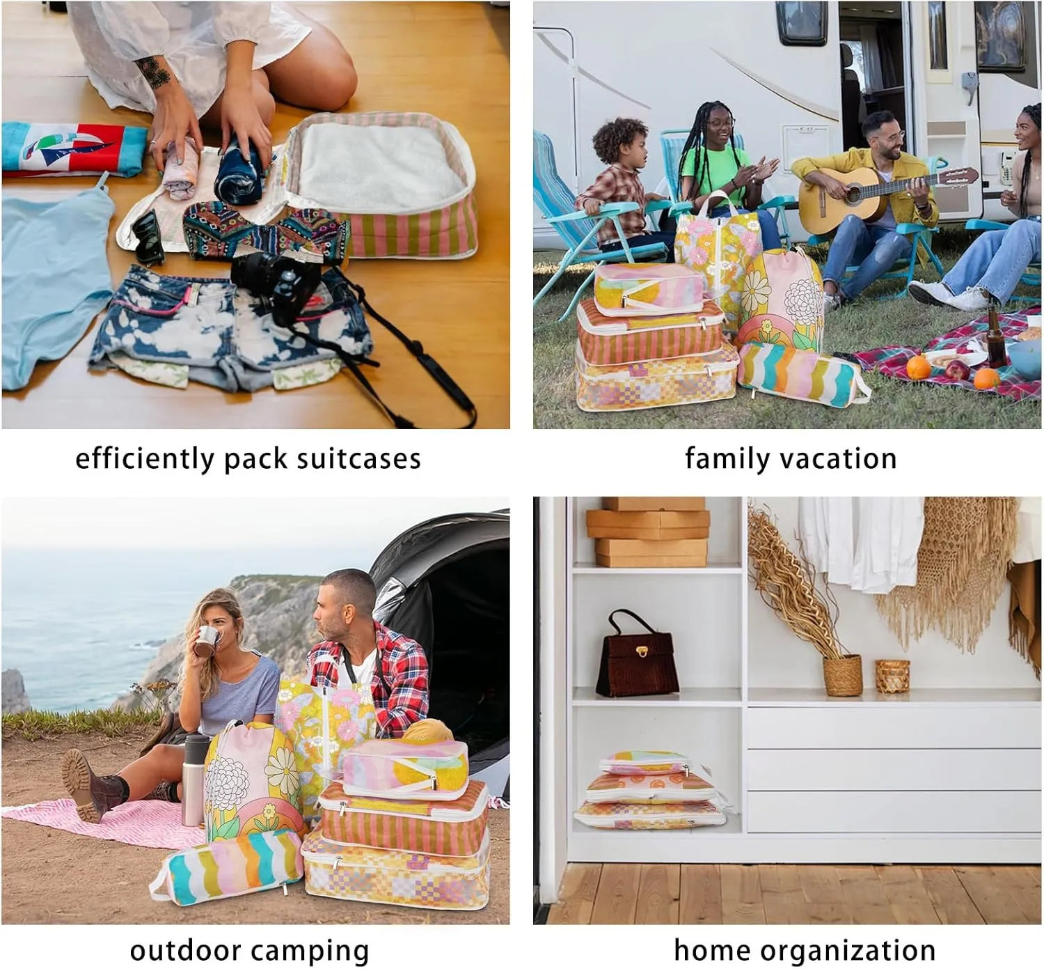6 Pcs Compression Packing Cubes for Travel Suitcases, Waterproof Luggage Organizer Bags Set, Washable Packaging Cubes for Women Backpack Travel Perfect for Carry-Ons and Storage