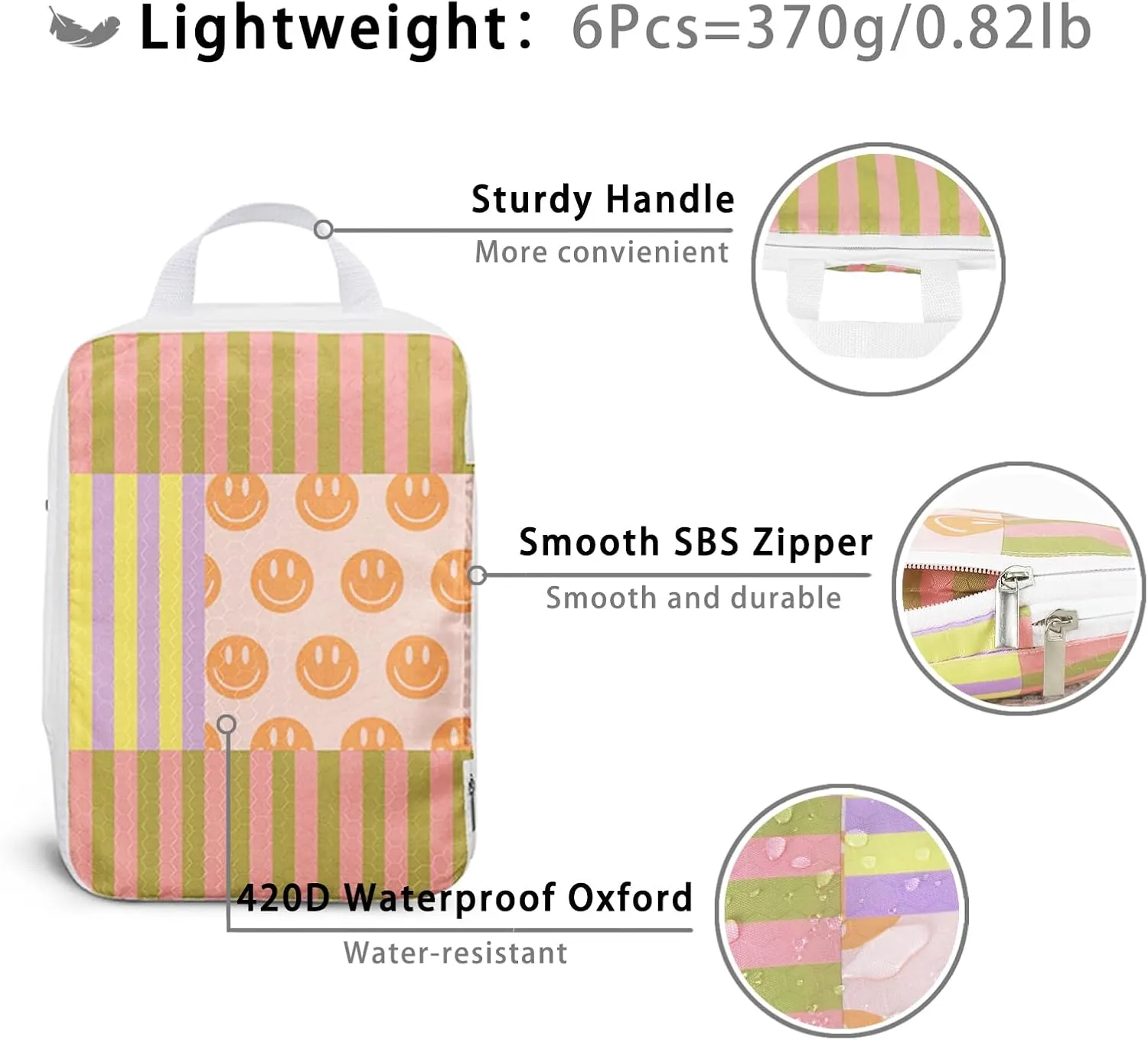 6 Pcs Compression Packing Cubes for Travel Suitcases, Waterproof Luggage Organizer Bags Set, Washable Packaging Cubes for Women Backpack Travel Perfect for Carry-Ons and Storage