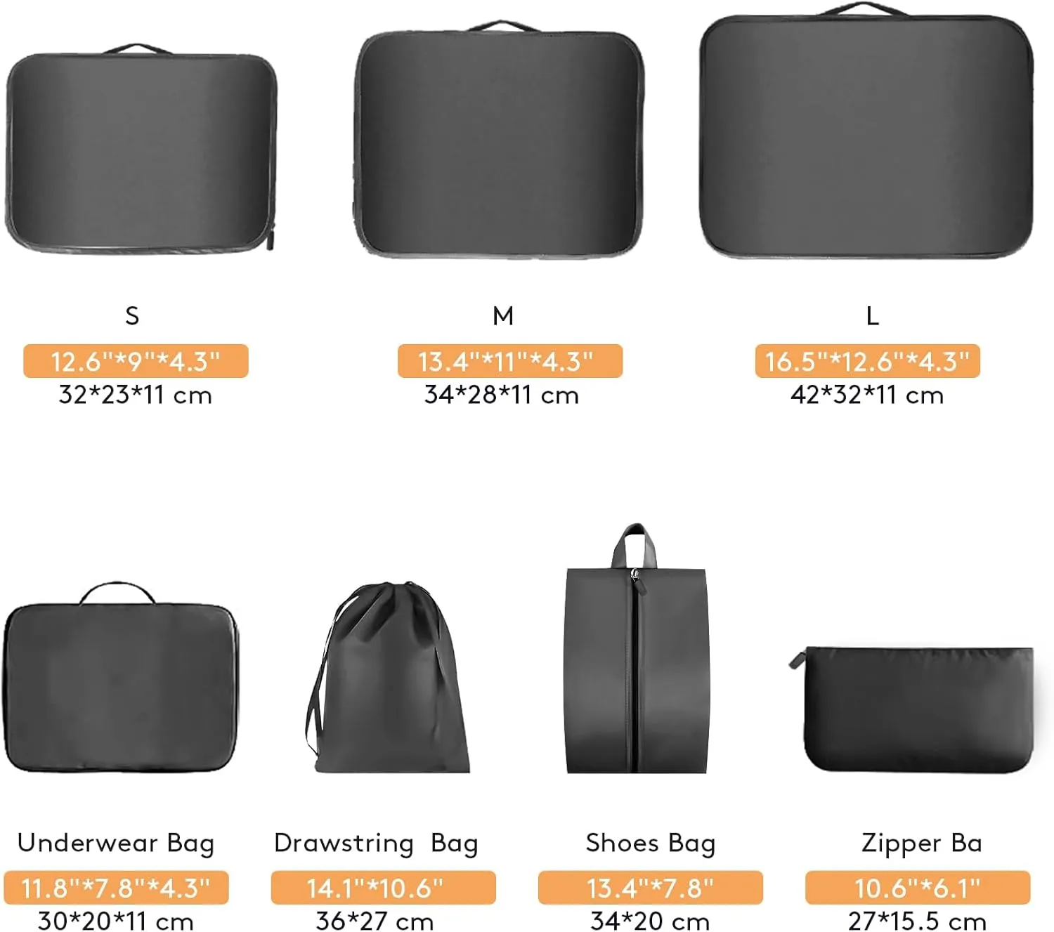 7 Set Packing Cubes Luggage Packing Organizers for Travel Accessories Luggage Carry On Suitcase