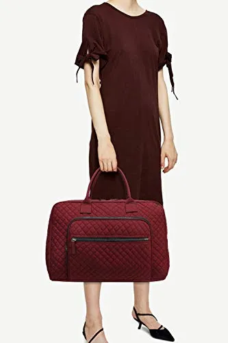 Aletha Large Quilted Cotton Duffle Lightweight Travel Weekender Bag by Mia K.