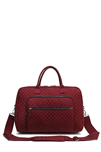 Aletha Large Quilted Cotton Duffle Lightweight Travel Weekender Bag by Mia K.