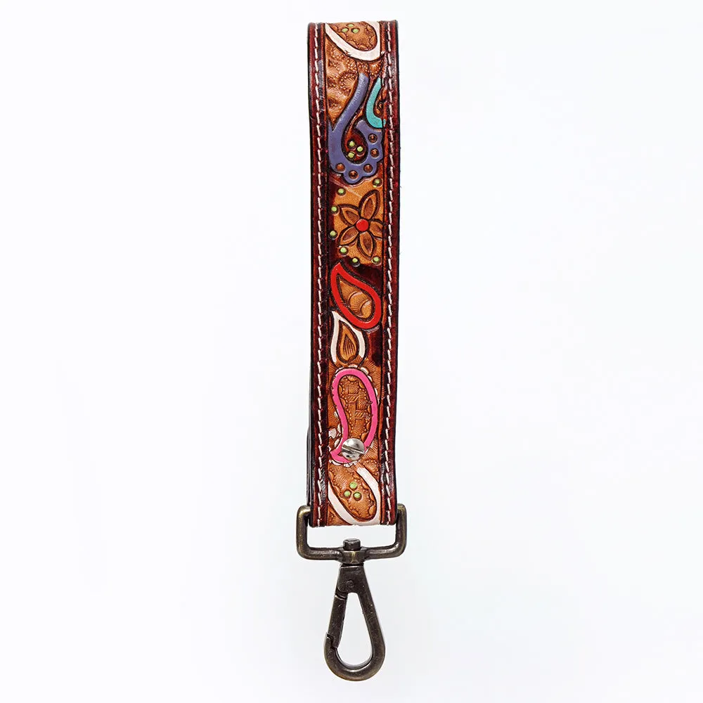 American Darling ADWSF105 Hand Tooled Genuine Leather Handle Strap For Wristlet Bags