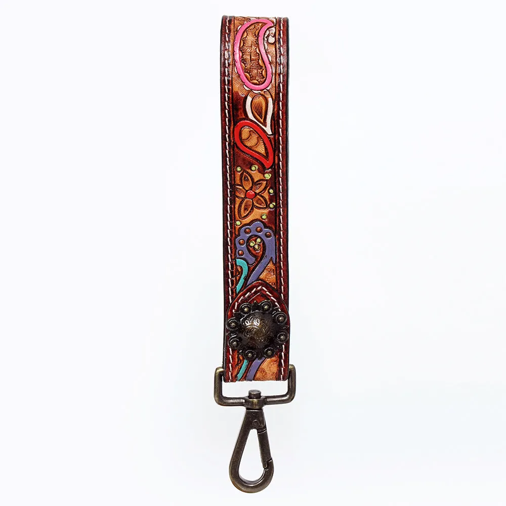 American Darling ADWSF105 Hand Tooled Genuine Leather Handle Strap For Wristlet Bags