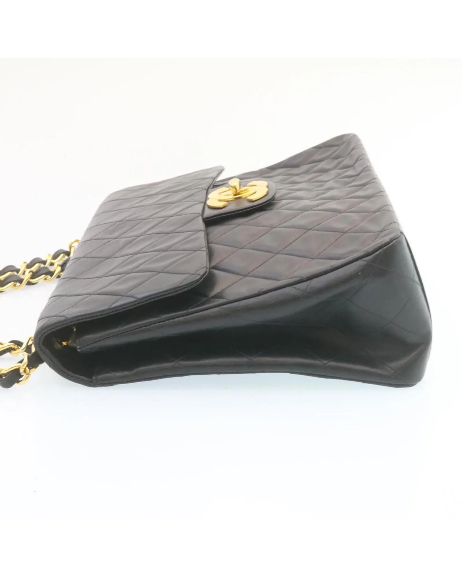 Authentic CHANEL Classic Double Flap Bag Black Quilted Lambskin Leather Gold-Tone Chain