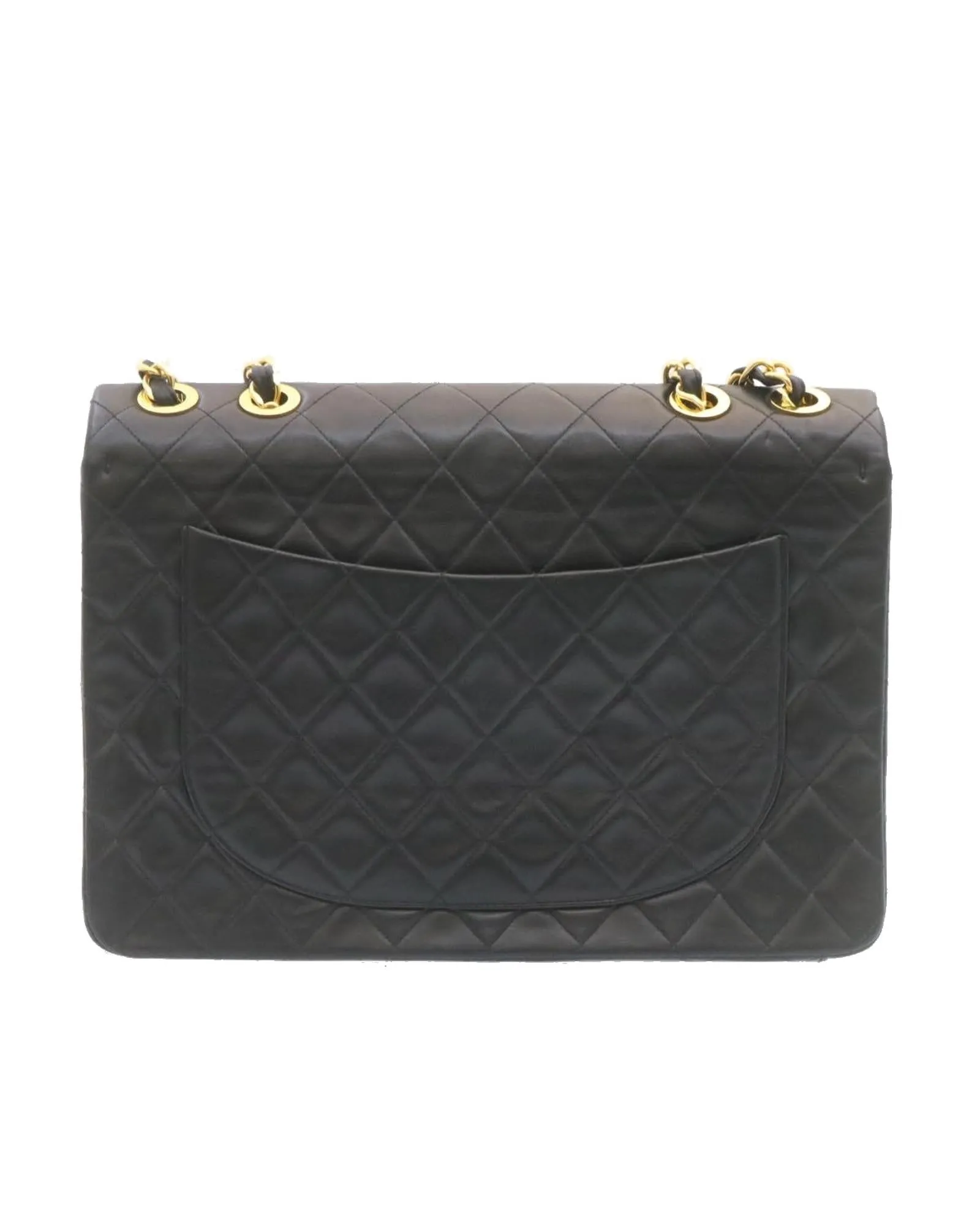Authentic CHANEL Classic Double Flap Bag Black Quilted Lambskin Leather Gold-Tone Chain