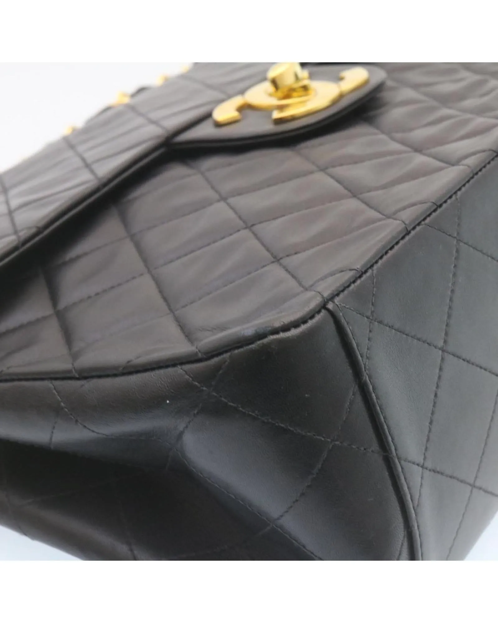 Authentic CHANEL Classic Double Flap Bag Black Quilted Lambskin Leather Gold-Tone Chain