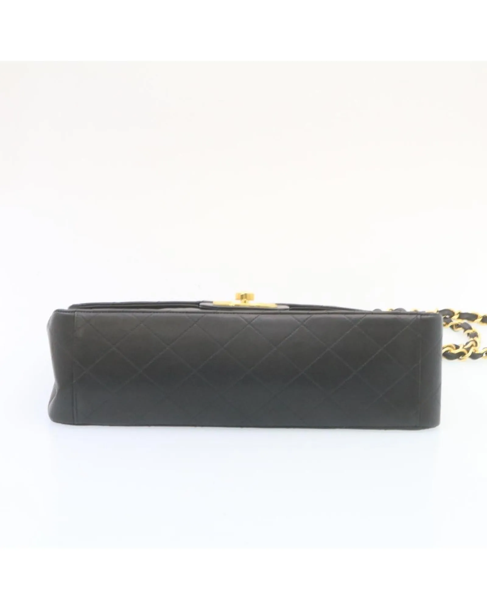 Authentic CHANEL Classic Double Flap Bag Black Quilted Lambskin Leather Gold-Tone Chain