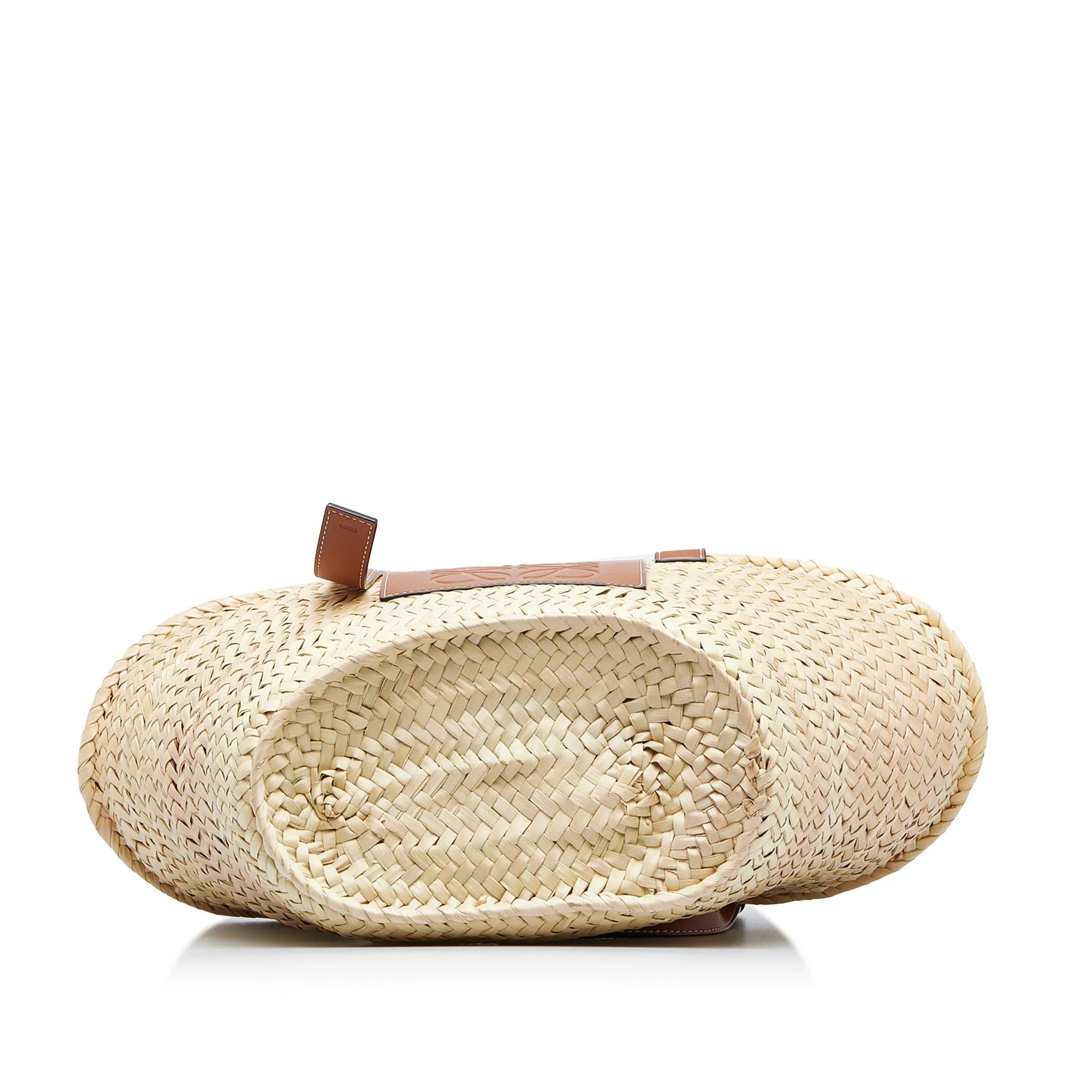 Beige Loewe Raffia Basket Tote