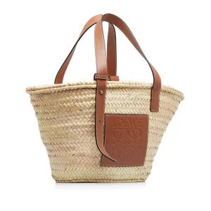 Beige Loewe Raffia Basket Tote