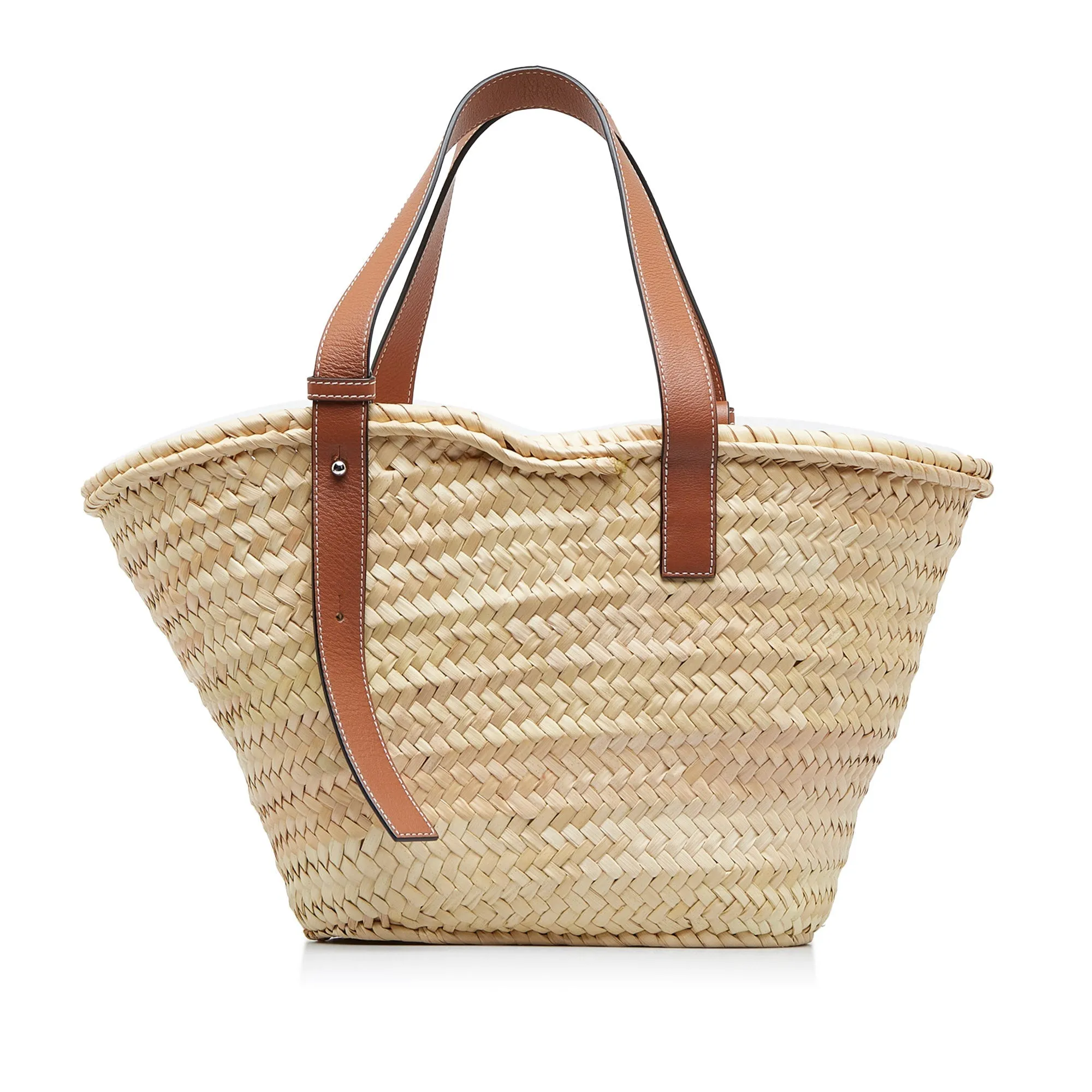 Beige Loewe Raffia Basket Tote