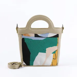 Beige Top Handle Handbag Abstract