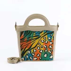 Beige Top Handle Handbag African Colors