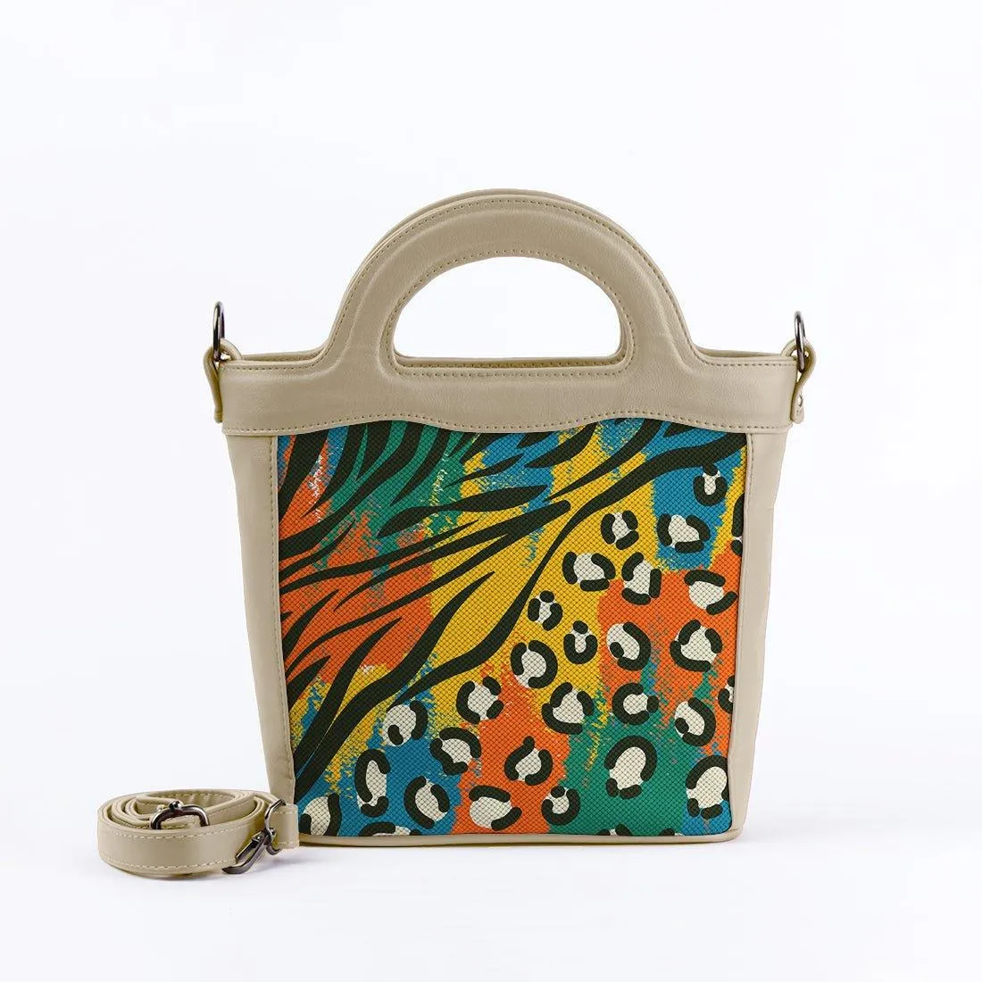 Beige Top Handle Handbag African Colors