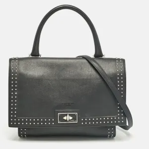 Black Leather Small Shark Top Handle Bag
