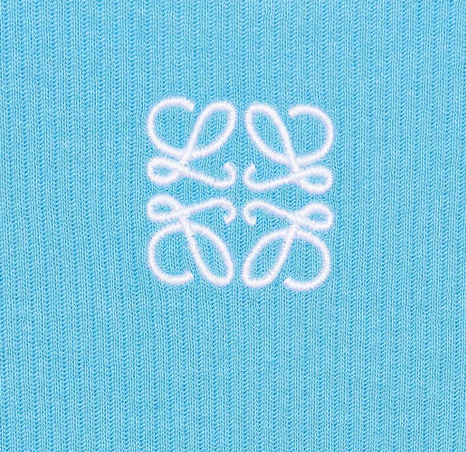 Blue Ribbed Anagram Dress - XS