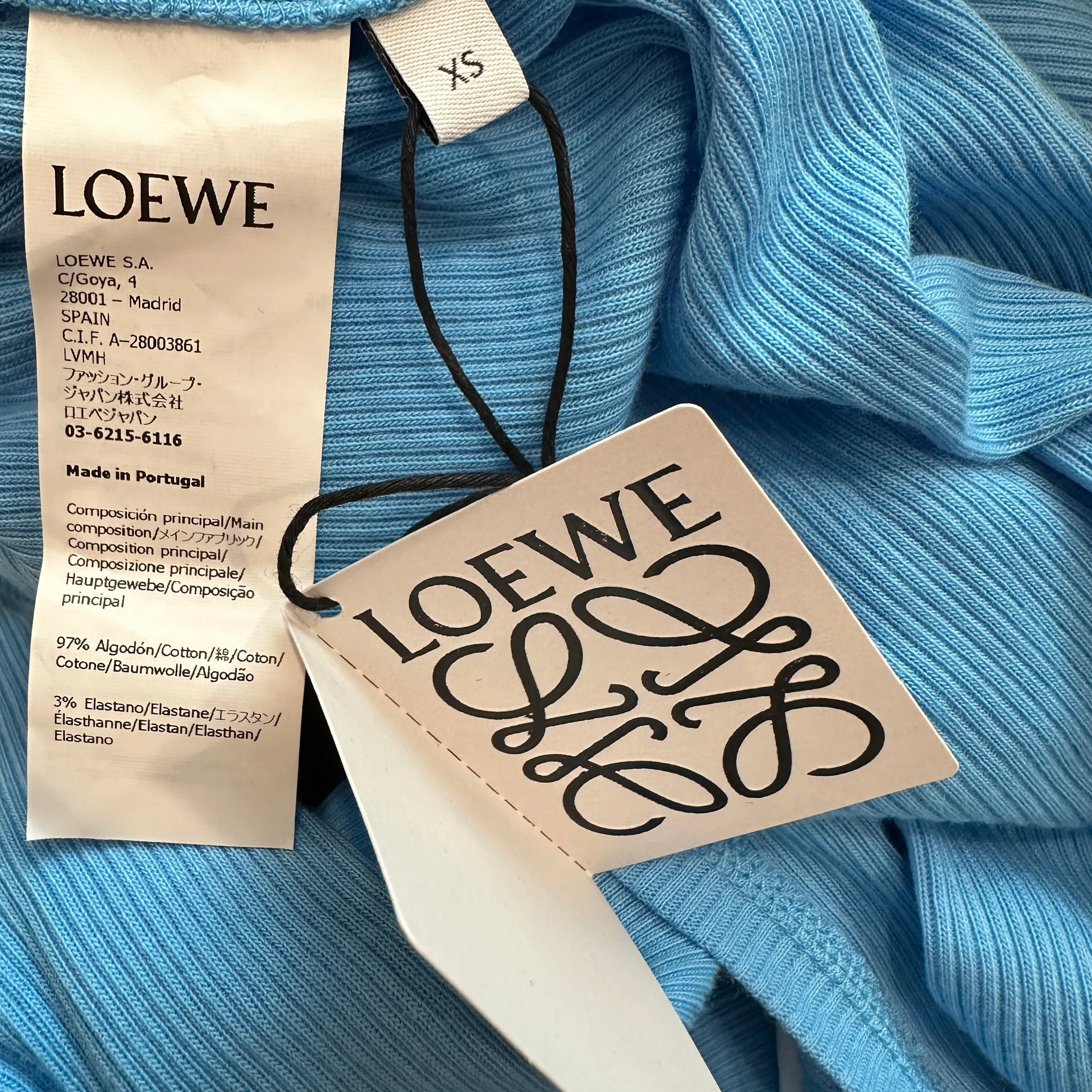 Blue Ribbed Anagram Dress - XS
