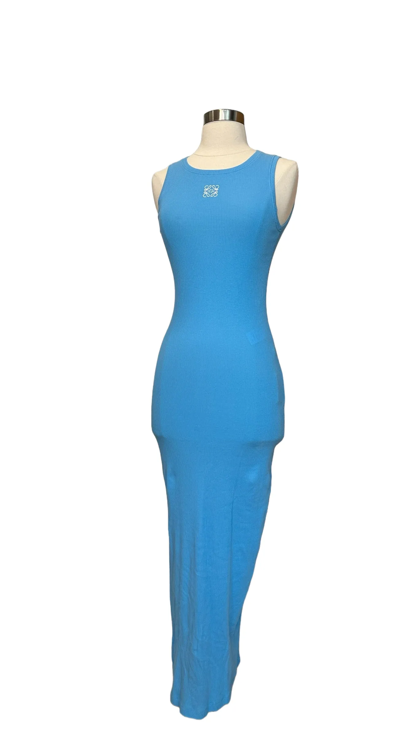 Blue Ribbed Anagram Dress - XS