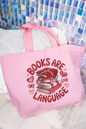 Books Are My Love Language Canvas Jumbo Tote