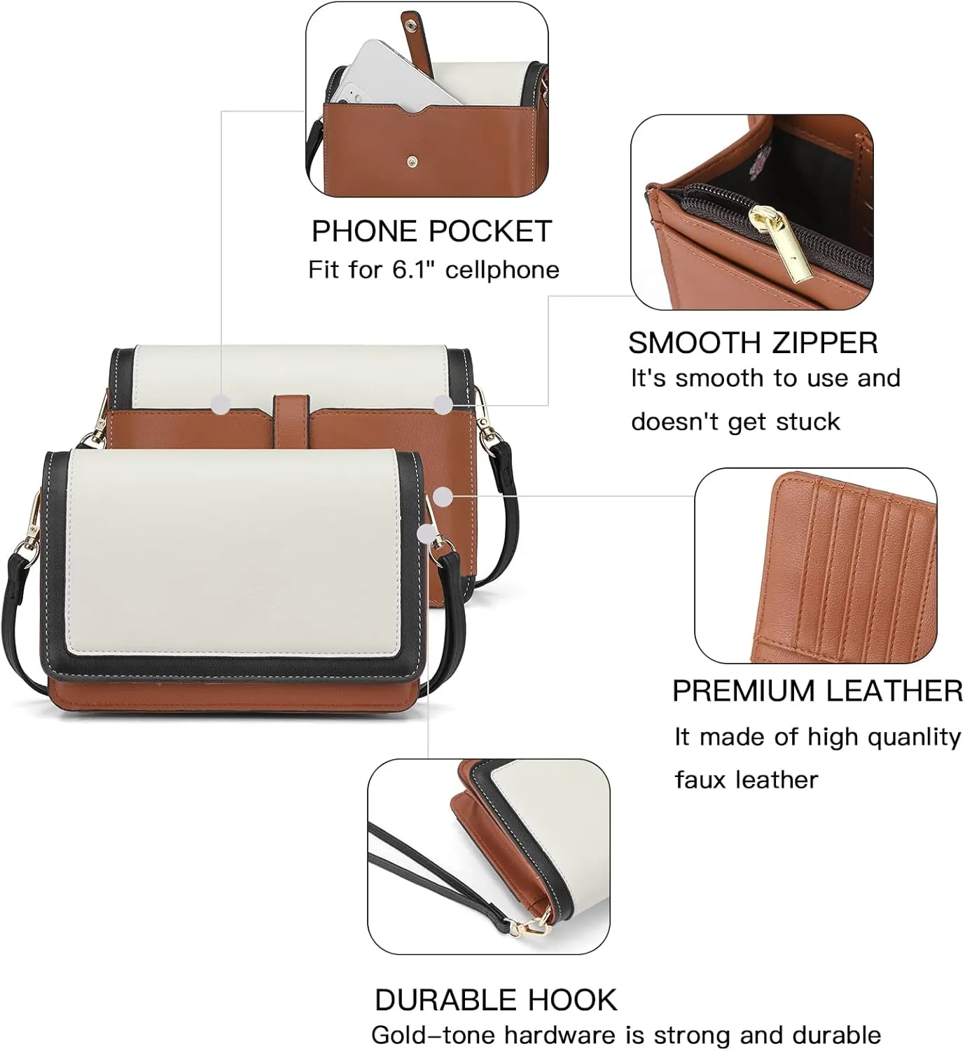 BROMEN Crossbody Bags for Women Small Cell Phone Shoulder Bag Wristlet Wallet Clutch Purse