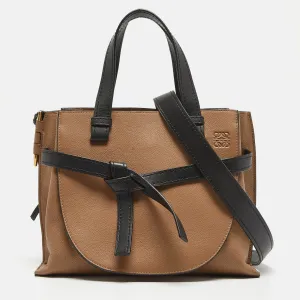 Brown/Black Leather Gate Tote