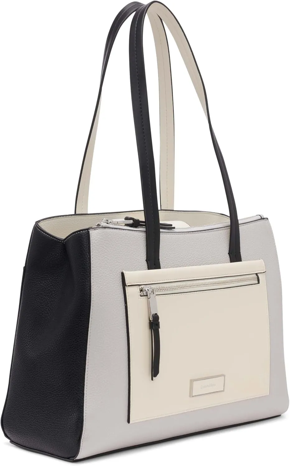 Calvin Klein Women's Hadley Tote Bag  2 in 1, Vegan Leather, 5 Pockets