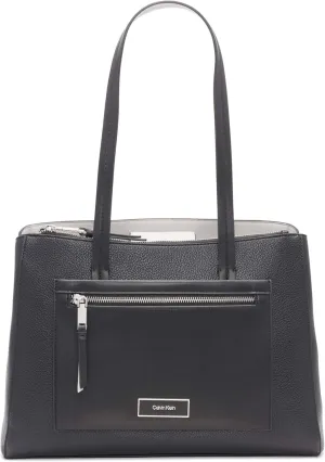 Calvin Klein Women's Hadley Tote Bag  2 in 1, Vegan Leather, 5 Pockets