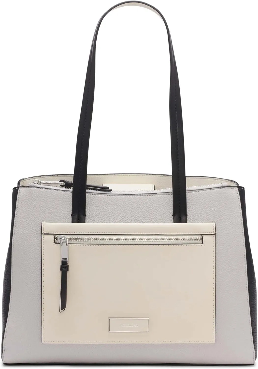 Calvin Klein Women's Hadley Tote Bag  2 in 1, Vegan Leather, 5 Pockets