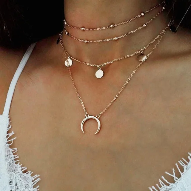 Chain Necklaces Pendants | Vintage Multi Layer Jewelry