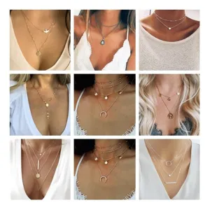 Chain Necklaces Pendants | Vintage Multi Layer Jewelry