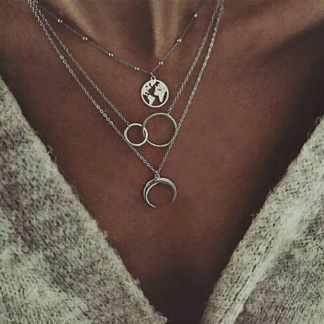 Chain Necklaces Pendants | Vintage Multi Layer Jewelry