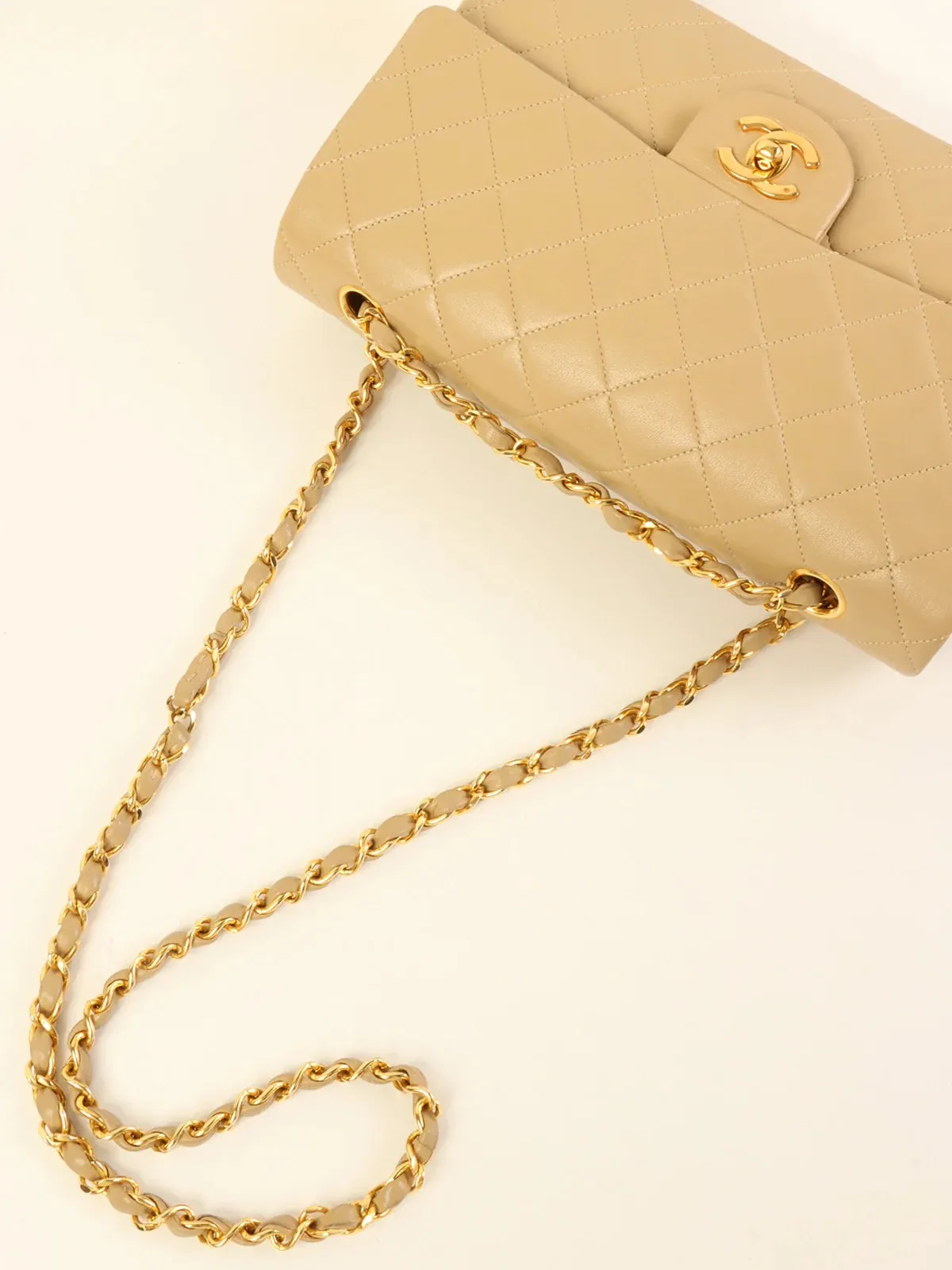 CHANEL Around 1990 Made Classic New Chain Bag 25Cm Beige