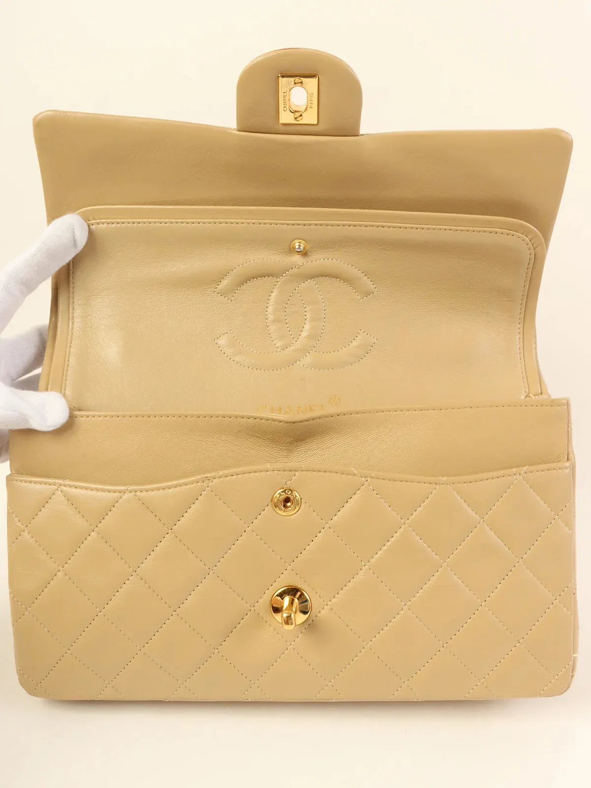 CHANEL Around 1990 Made Classic New Chain Bag 25Cm Beige