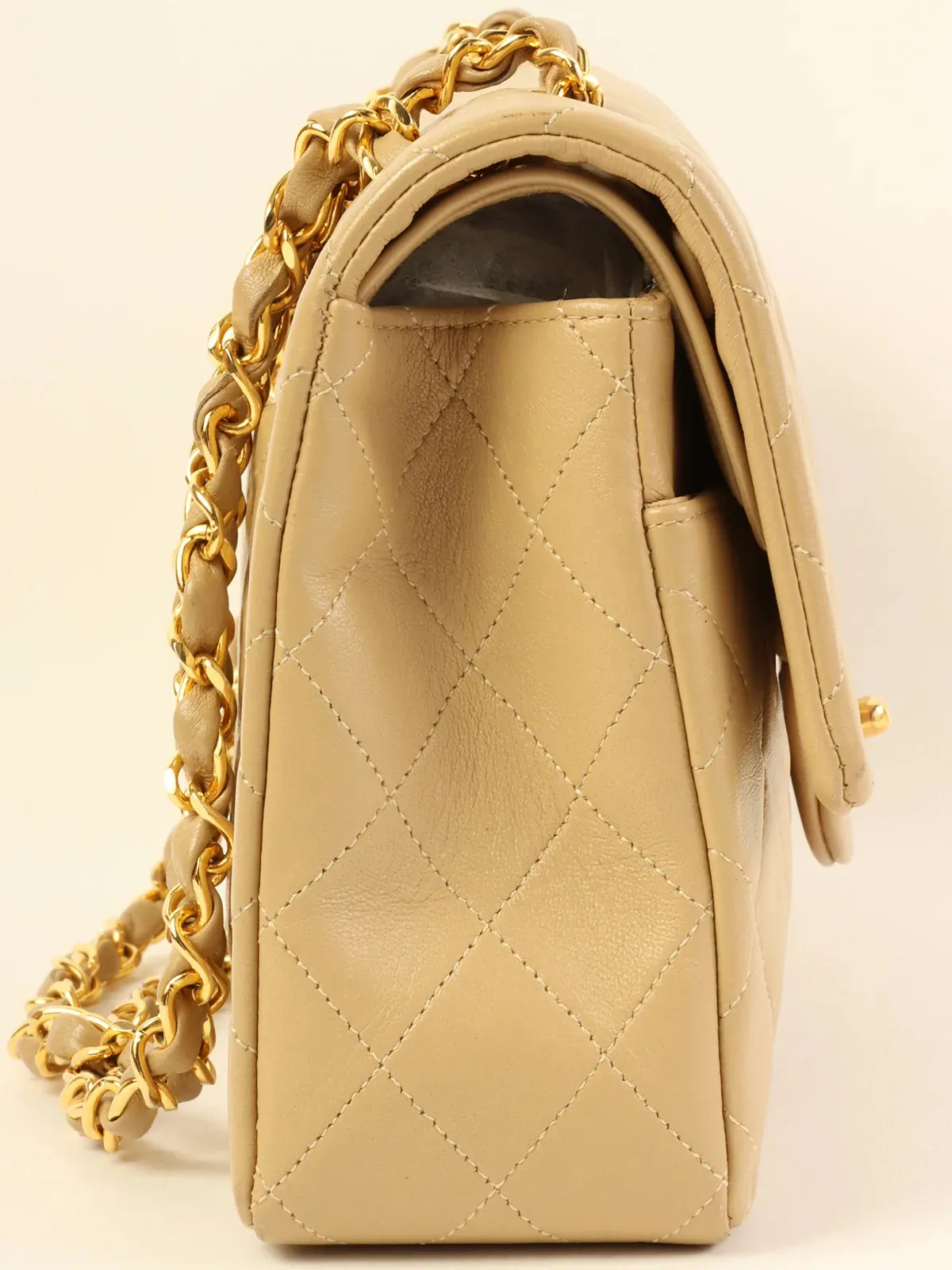 CHANEL Around 1990 Made Classic New Chain Bag 25Cm Beige