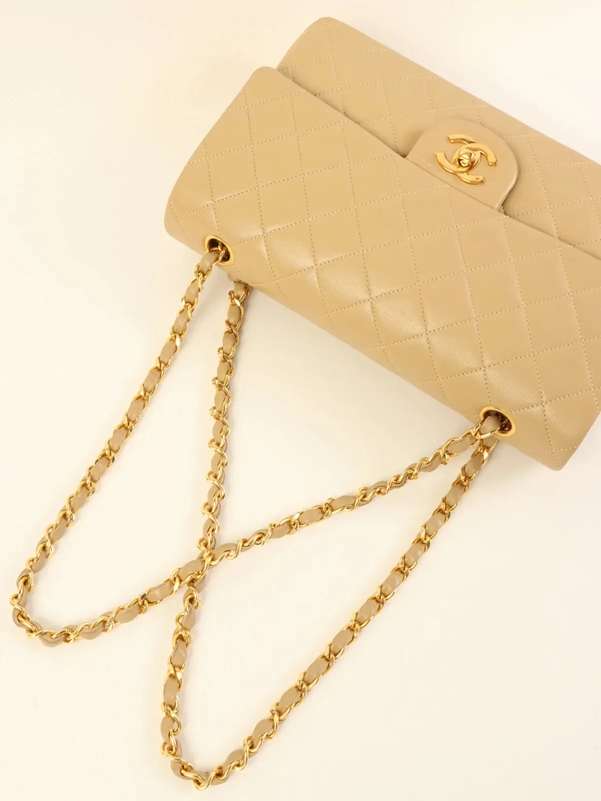 CHANEL Around 1990 Made Classic New Chain Bag 25Cm Beige