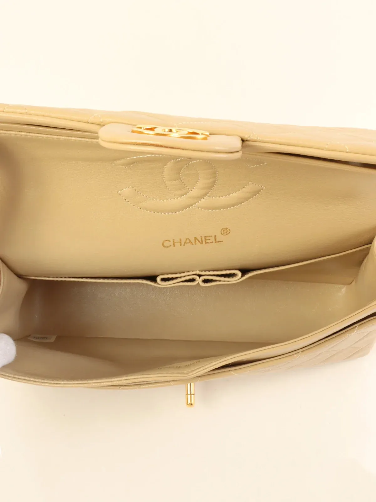 CHANEL Around 1990 Made Classic New Chain Bag 25Cm Beige