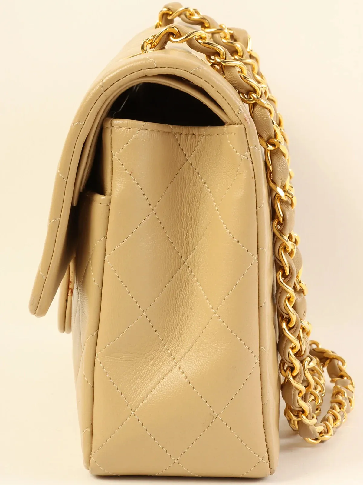 CHANEL Around 1990 Made Classic New Chain Bag 25Cm Beige