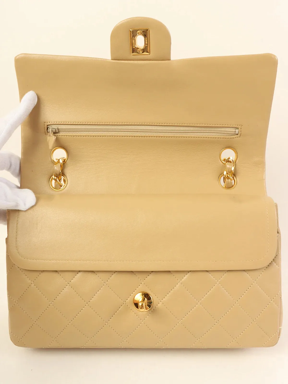 CHANEL Around 1990 Made Classic New Chain Bag 25Cm Beige