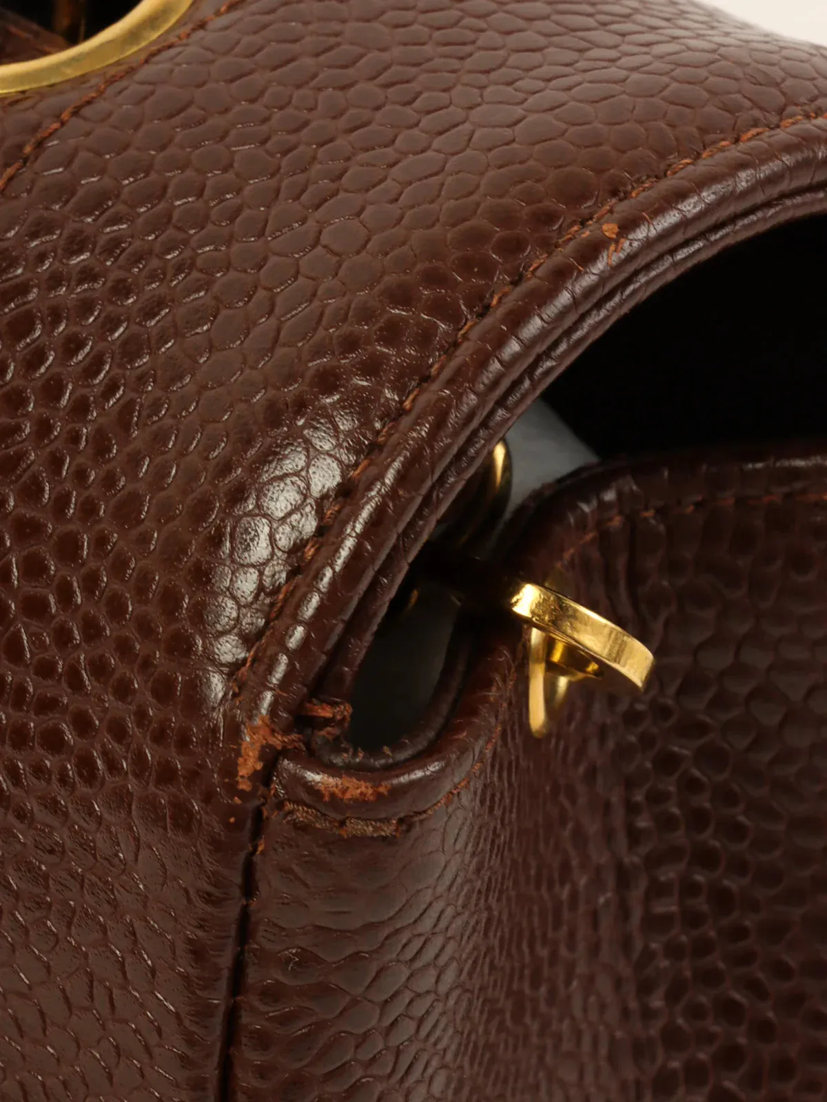 CHANEL Around 1995 Made Caviar Skin Diana New Chain Bag 25Cm Brown