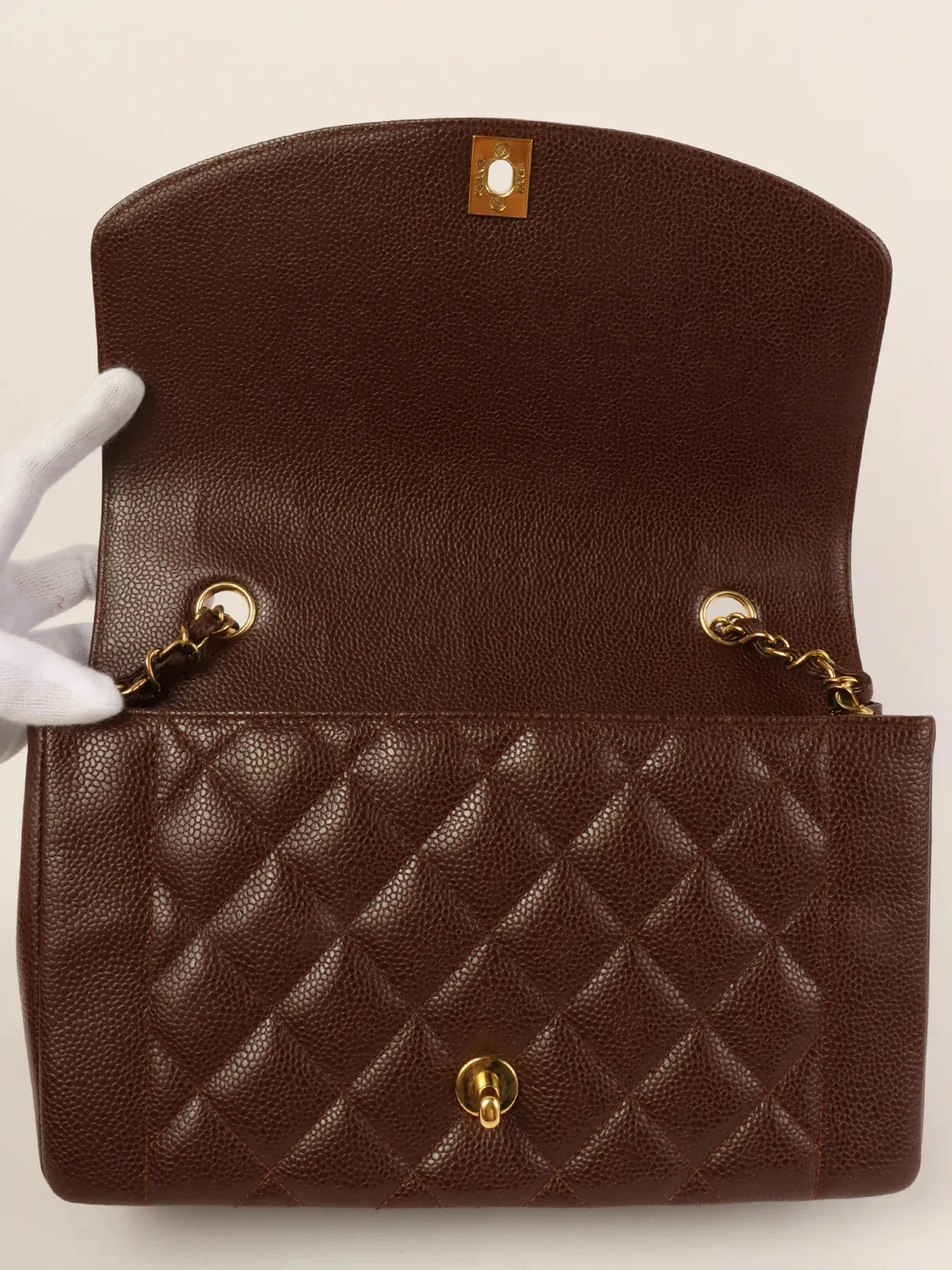 CHANEL Around 1995 Made Caviar Skin Diana New Chain Bag 25Cm Brown