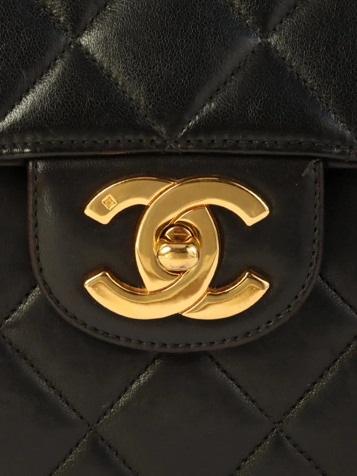 CHANEL Around 1995 Made Classic Flap Chain Bag Jumbo Black