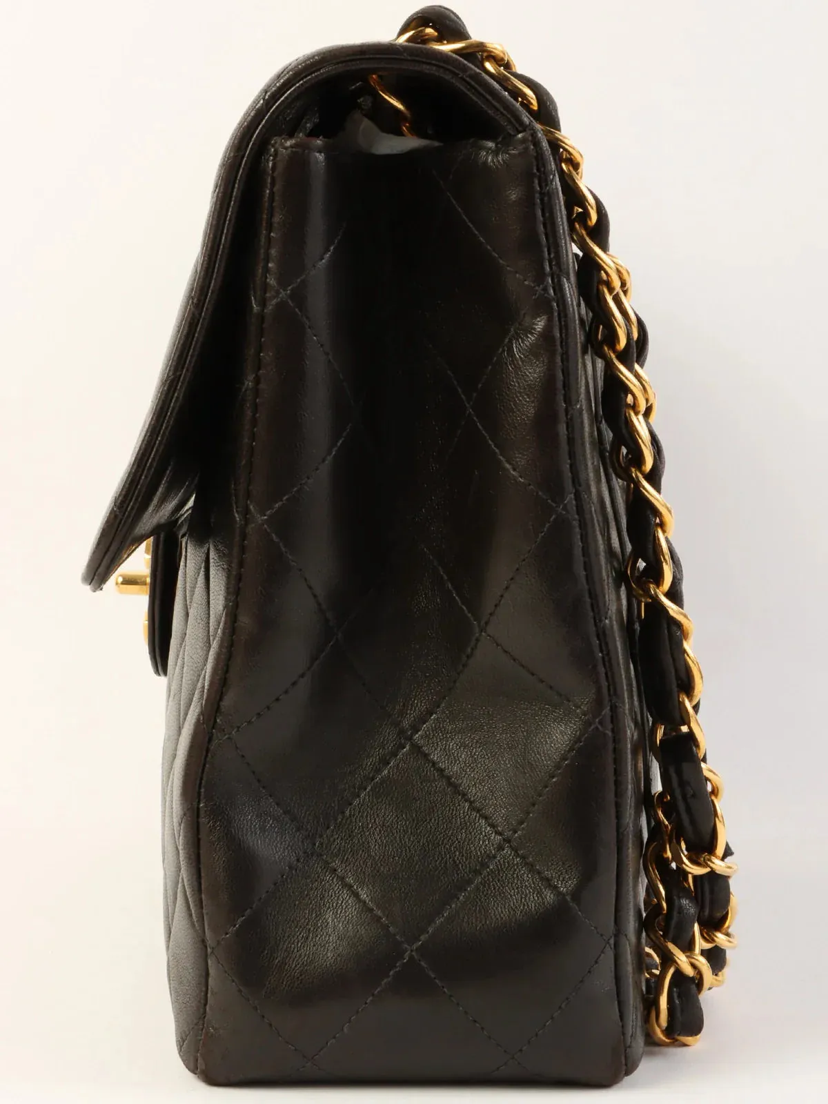 CHANEL Around 1995 Made Classic Flap Chain Bag Jumbo Black