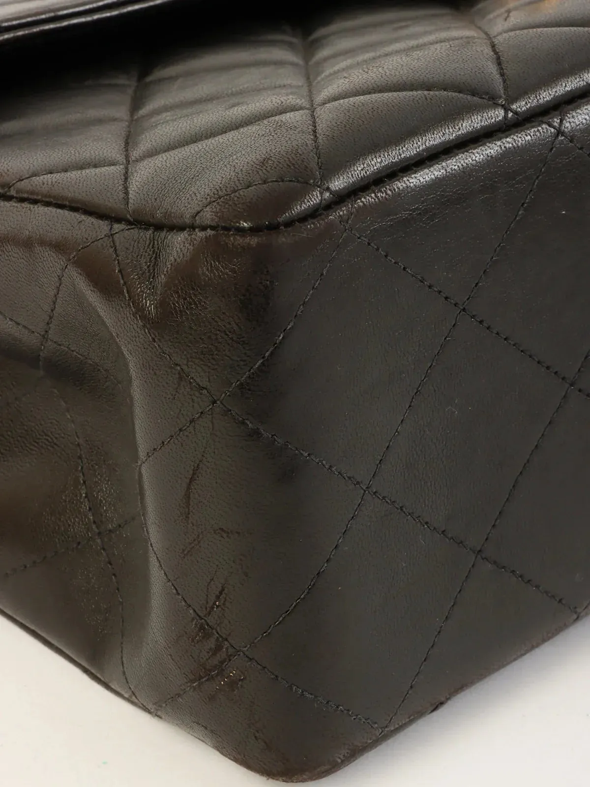 CHANEL Around 1995 Made Classic Flap Chain Bag Jumbo Black
